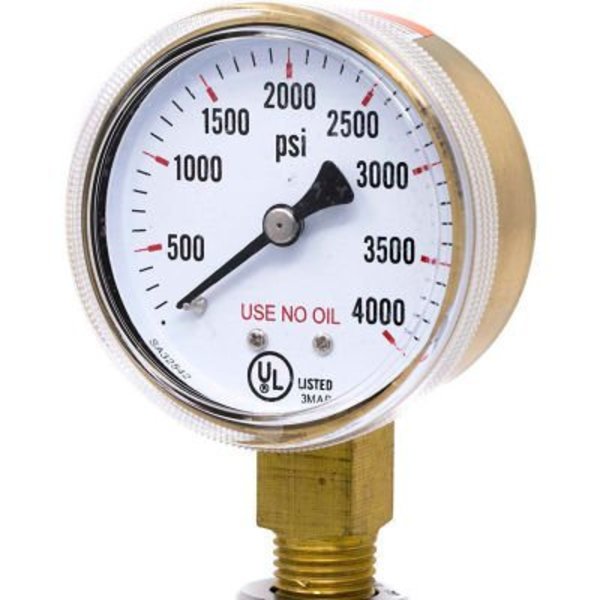 Engineered Specialty Products, Inc PIC Gauges 2" UNO Pressure Gauge, 1/4" NPT, Dry, 0/4000 PSI, Lower Mount, 501D-UNO-204Q 501D-UNO-204Q